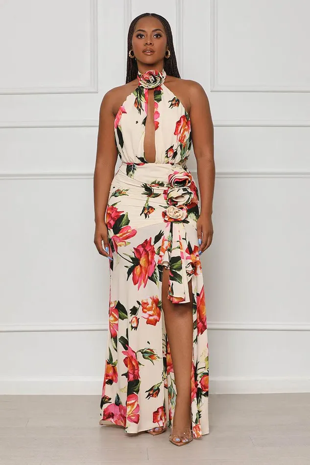 Lilly039s Kloset Dresses Women Your Favorite Flower Maxi Dress Cream Multi FINAL SALE