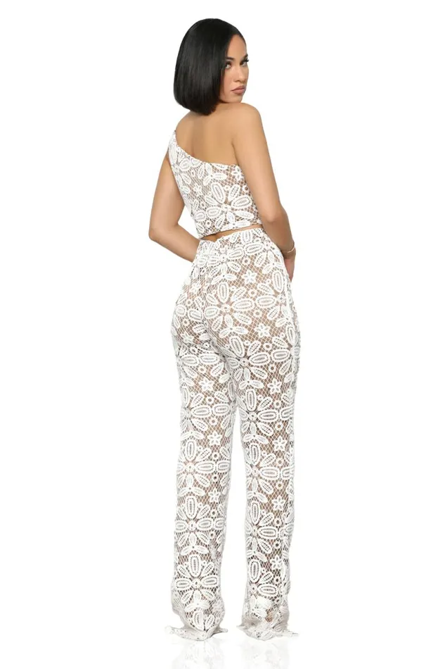Lilly039s Kloset Sets Women Lace Me Up Pants Set CreamFINAL SALE