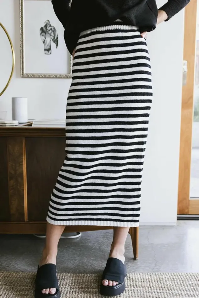 Lily Striped Knit Skirt White Women Bohme Skirts
