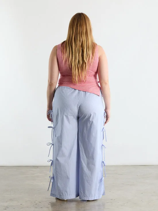 Lisa Says Gah Bottoms Women Evelyn Tie Pant Blue Stripe Lisa Says Gah Bottoms Women Evelyn Tie Pant Blue Stripe