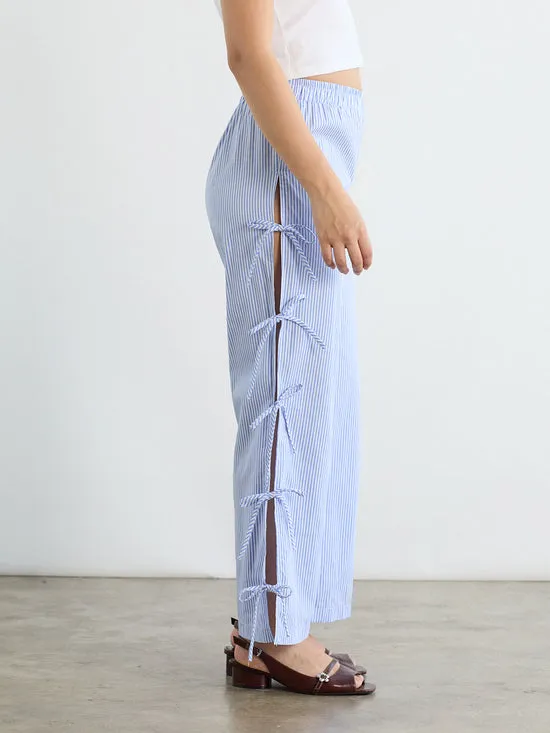 Lisa Says Gah Bottoms Women Evelyn Tie Pant Blue Stripe Lisa Says Gah Bottoms Women Evelyn Tie Pant Blue Stripe