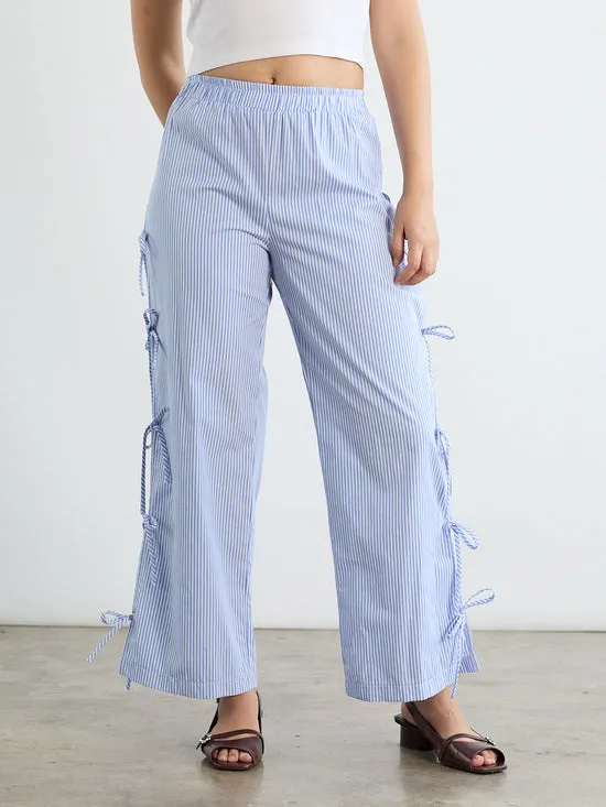Lisa Says Gah Bottoms Women Evelyn Tie Pant Blue Stripe Lisa Says Gah Bottoms Women Evelyn Tie Pant Blue Stripe