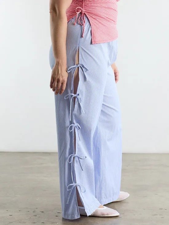 Lisa Says Gah Bottoms Women Evelyn Tie Pant Blue Stripe Lisa Says Gah Bottoms Women Evelyn Tie Pant Blue Stripe