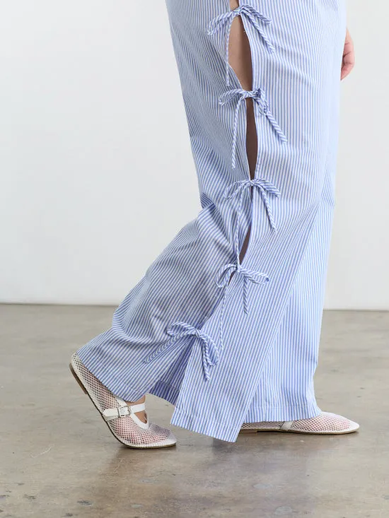 Lisa Says Gah Bottoms Women Evelyn Tie Pant Blue Stripe Lisa Says Gah Bottoms Women Evelyn Tie Pant Blue Stripe