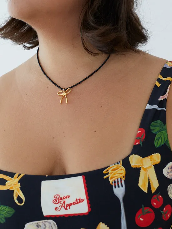 Lisa Says Gah Jewelry Women Pasta Bow Necklace Black