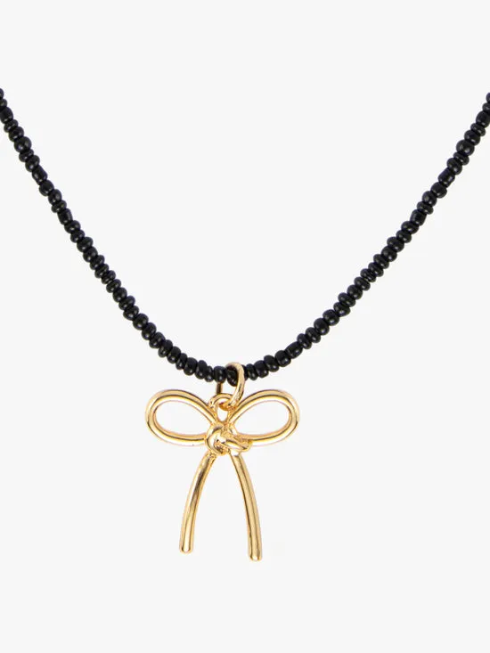Lisa Says Gah Jewelry Women Pasta Bow Necklace Black