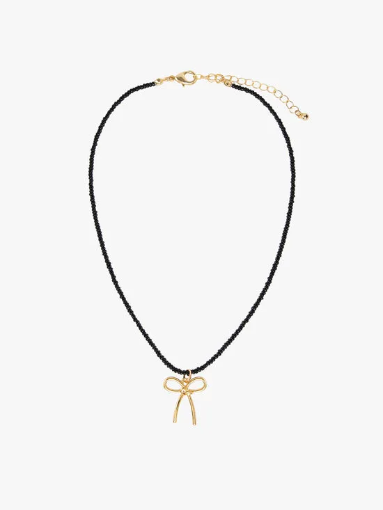 Lisa Says Gah Jewelry Women Pasta Bow Necklace Black