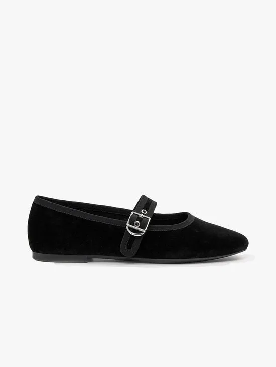 Lisa Says Gah Shoes Women Jolin Velvet Ballet Flat Blk