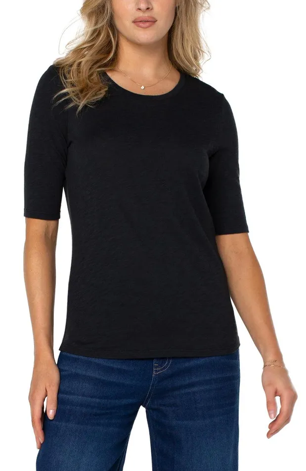 Liverpool Los Angeles 12 SLEEVE CREW NECK TEE Black Women TSHIRTS