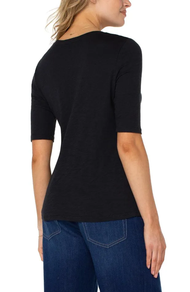 Liverpool Los Angeles 12 SLEEVE CREW NECK TEE Black Women TSHIRTS