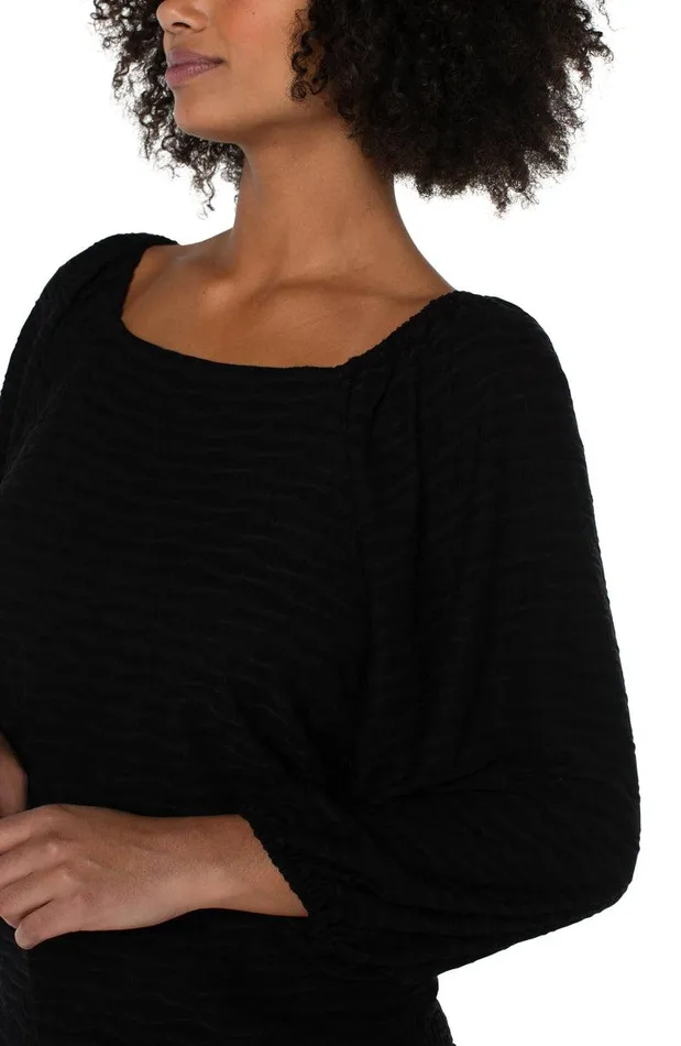 Liverpool Los Angeles 34 PUFF SLEEVE SQUARE NECK TOP Black Women WOVEN TOPS