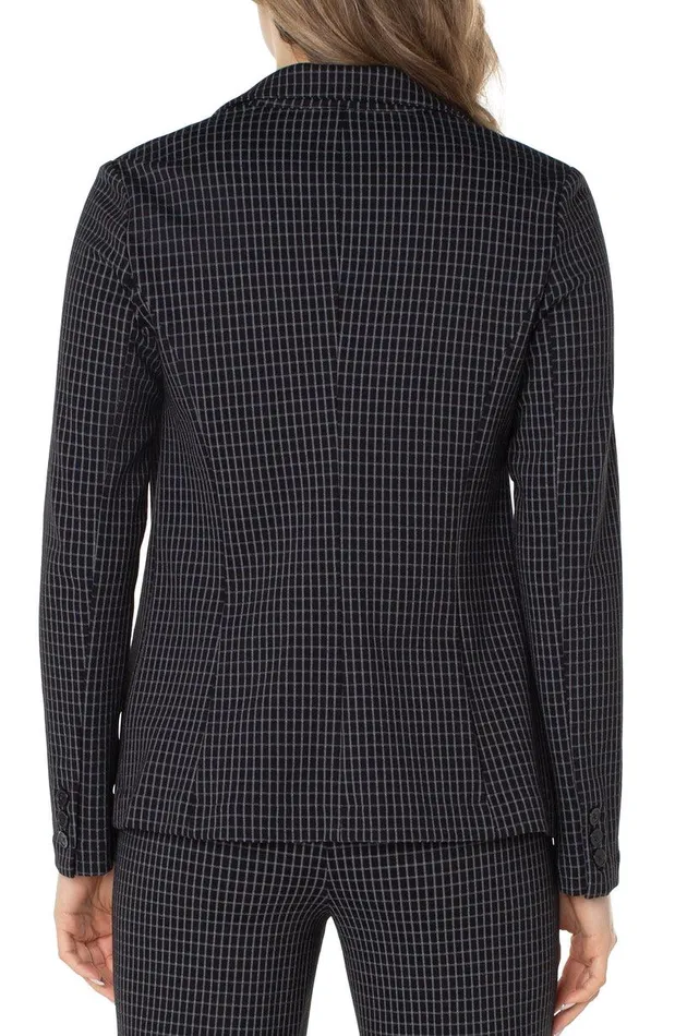 Liverpool Los Angeles FITTED BLAZER Black White Grid Plaid Women BLAZERS