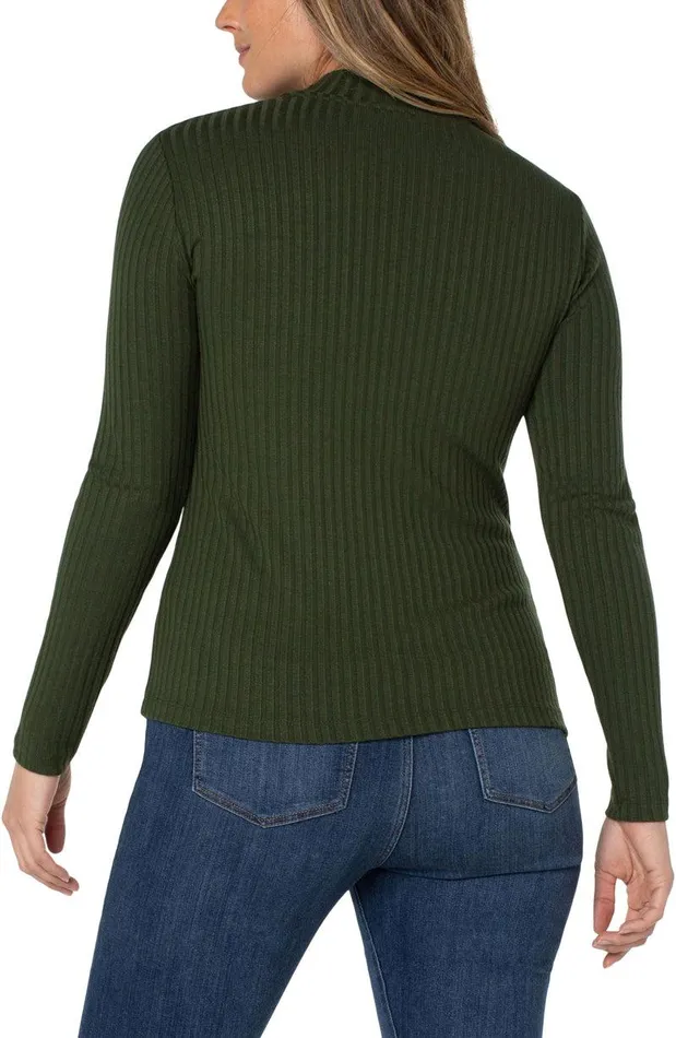 Liverpool Los Angeles MOCK NECK LONG SLEEVE KNIT TOP Deep Forest Green Women KNIT TOPS