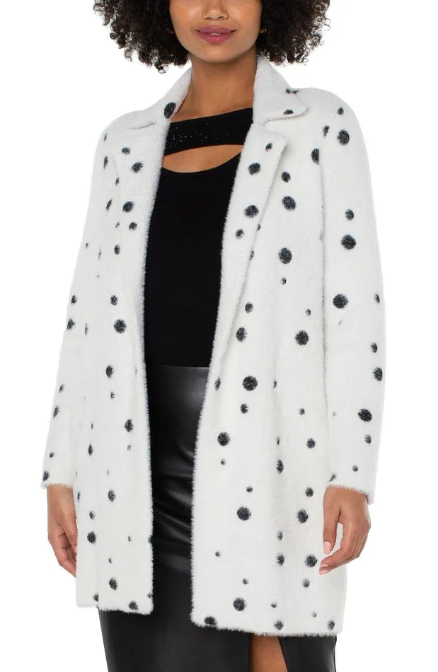 Liverpool Los Angeles OPEN FRONT COATIGAN SWEATER Black White Painted Dots Women COATIGANS Liverpool Los Angeles OPEN FRONT COATIGAN SWEATER Black White Painted Dots Women COATIGANS