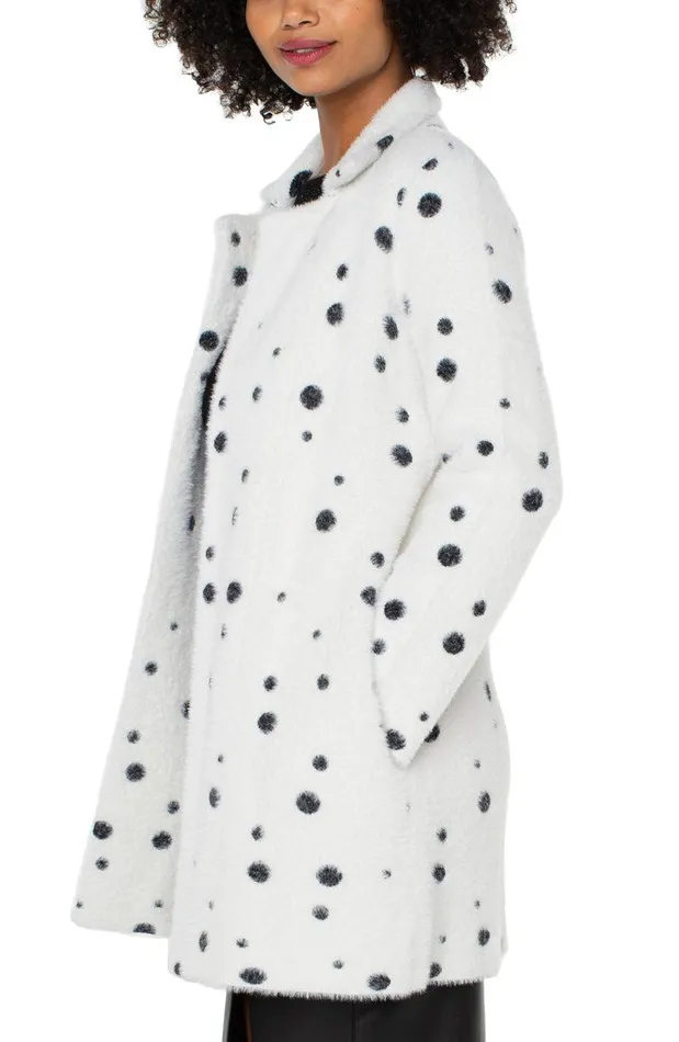 Liverpool Los Angeles OPEN FRONT COATIGAN SWEATER Black White Painted Dots Women COATIGANS