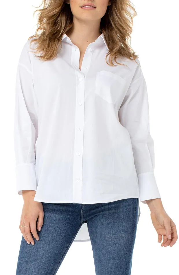 Liverpool Los Angeles OVERSIZED CLASSIC BUTTON DOWN White Women WOVEN TOPS