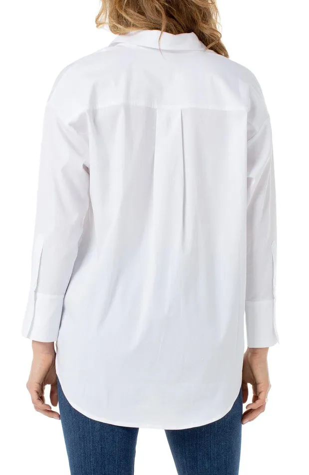 Liverpool Los Angeles OVERSIZED CLASSIC BUTTON DOWN White Women WOVEN TOPS