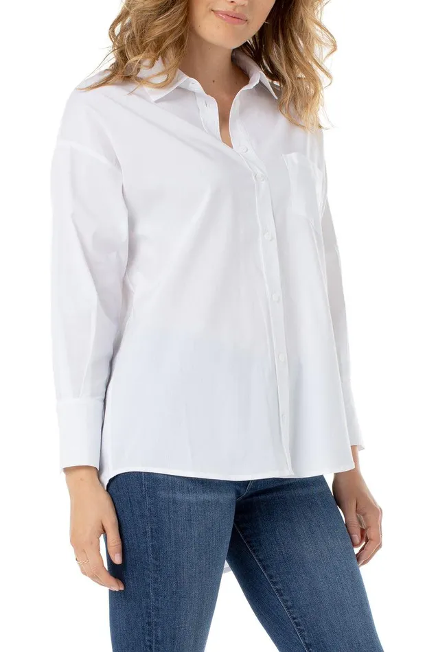 Liverpool Los Angeles OVERSIZED CLASSIC BUTTON DOWN White Women WOVEN TOPS