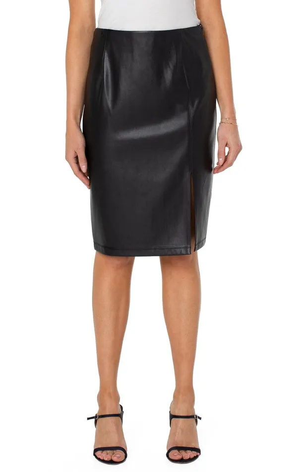 Liverpool Los Angeles PENCIL SKIRT WITH SLIT Black Women SKIRTS