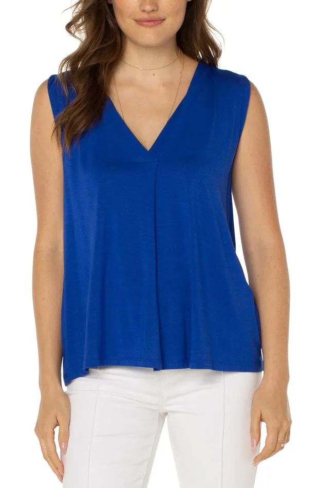 Liverpool Los Angeles SLEEVELESS VNECK KNIT TOP Bombshell Blue Women TSHIRTS