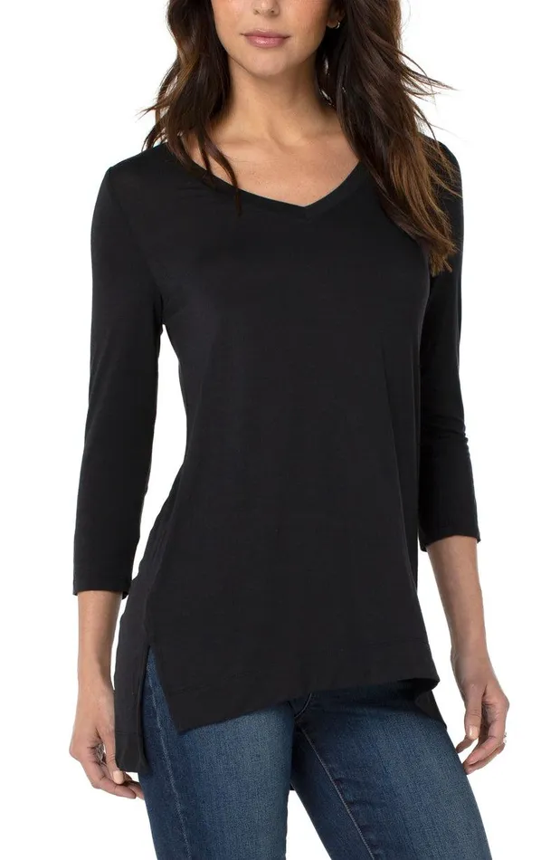 Liverpool Los Angeles VNECK 34 SLEEVE TOP Black Women KNIT TOPS