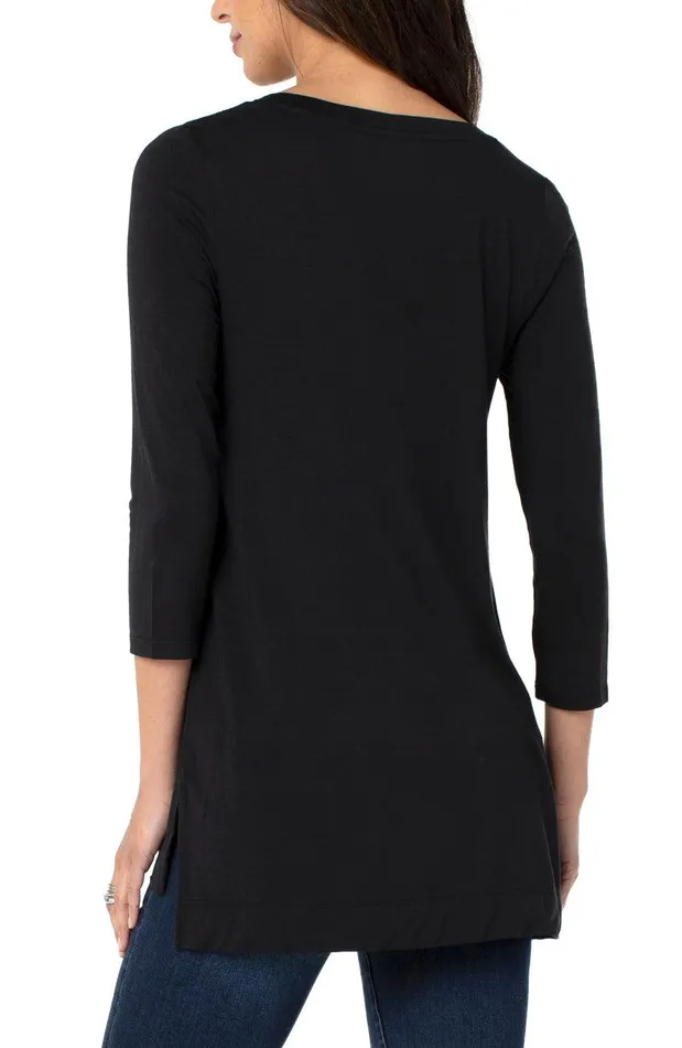 Liverpool Los Angeles VNECK 34 SLEEVE TOP Black Women KNIT TOPS