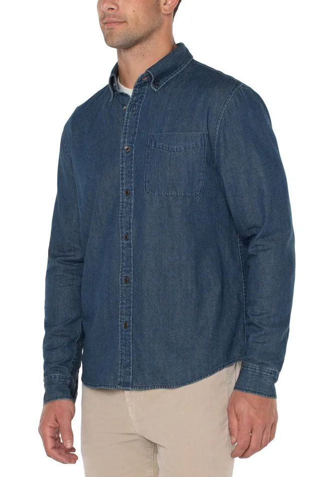 Liverpool Los Angeles WOVEN CHAMBRAY SHIRT Vintage Chambray Men BUTTON DOWNS