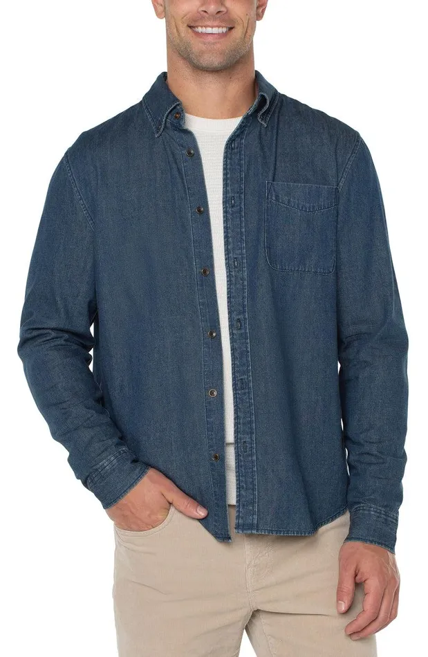 Liverpool Los Angeles WOVEN CHAMBRAY SHIRT Vintage Chambray Men BUTTON DOWNS