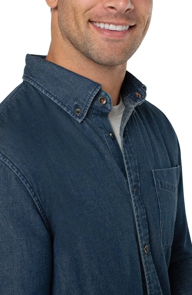 Liverpool Los Angeles WOVEN CHAMBRAY SHIRT Vintage Chambray Men BUTTON DOWNS