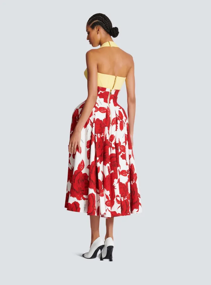 Long Pleated Crepe Tulip Skirt Red Women Balmain Skirts