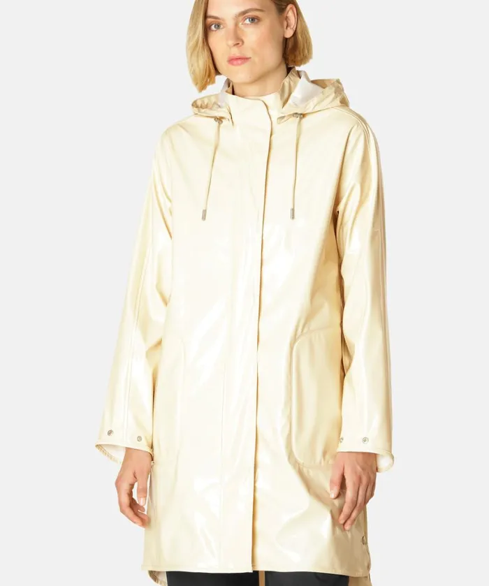 Long Raincoat 8211 Bleached Sand Rainwear Ilse Jacobsen Raincoats