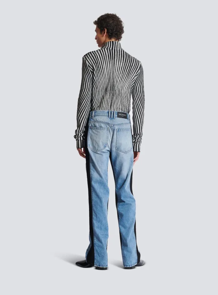 Loosefit Denim And Knit Jeans Blue Men Balmain Denim