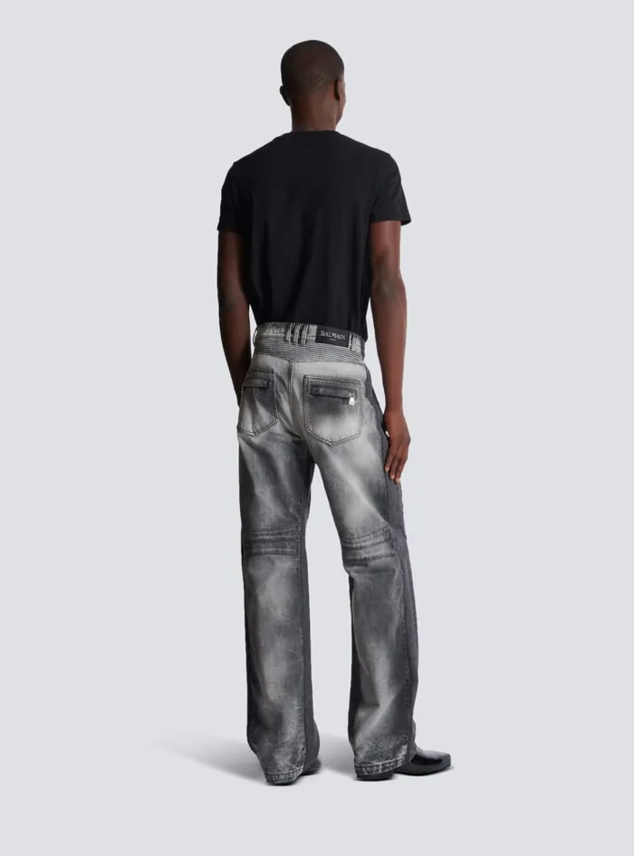 Loosefit Denim Biker Jeans Black Men Balmain Denim