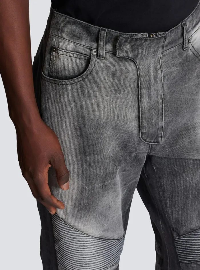 Loosefit Denim Biker Jeans Black Men Balmain Denim