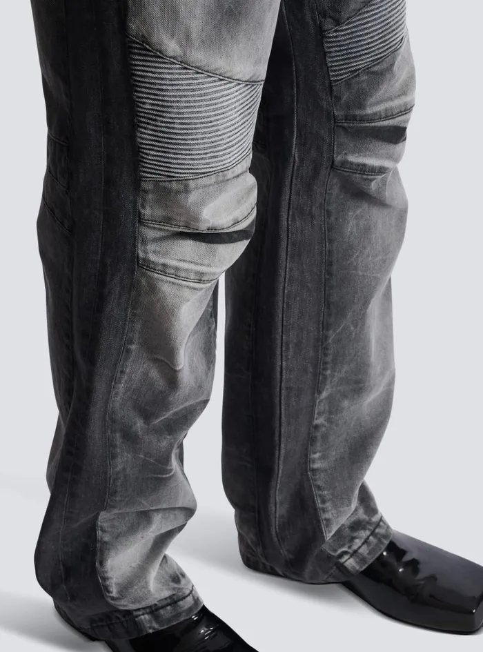 Loosefit Denim Biker Jeans Black Men Balmain Denim
