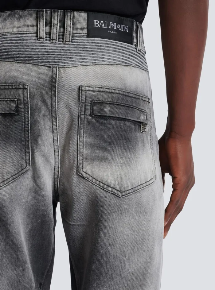 Loosefit Denim Biker Jeans Black Men Balmain Denim