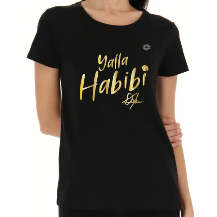Lotto Sport TShirt Woman YALLA HABIBI JABEUR W TEE BLACK All Black Lotto Sport TShirt Woman YALLA HABIBI JABEUR W TEE BLACK All Black
