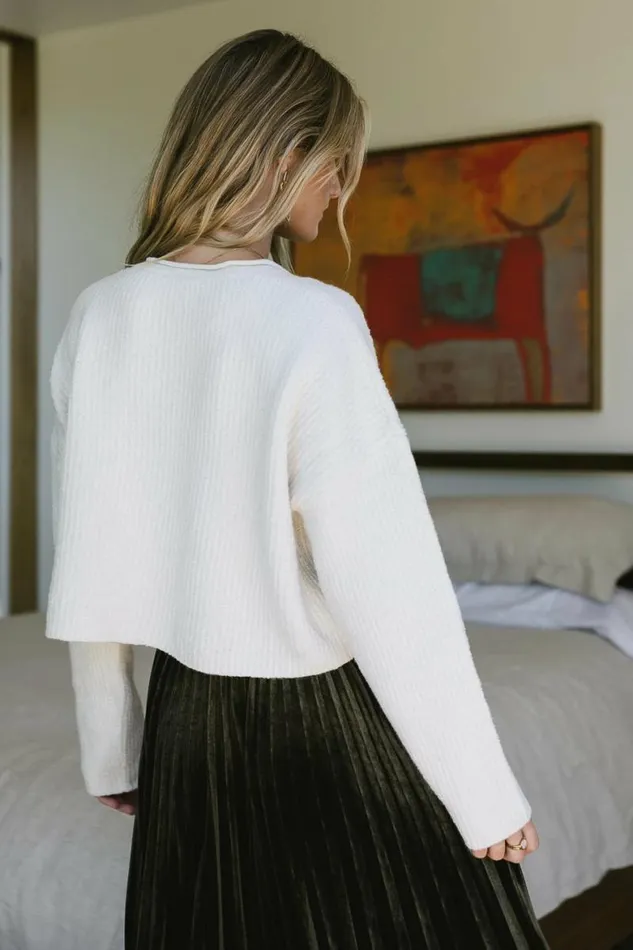 Lyra VNeck Sweater In Cream Cream Women Bohme Tops