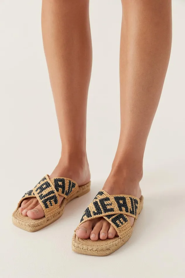 Maisie Logo Slide Naturalblack Women Aje Shoes