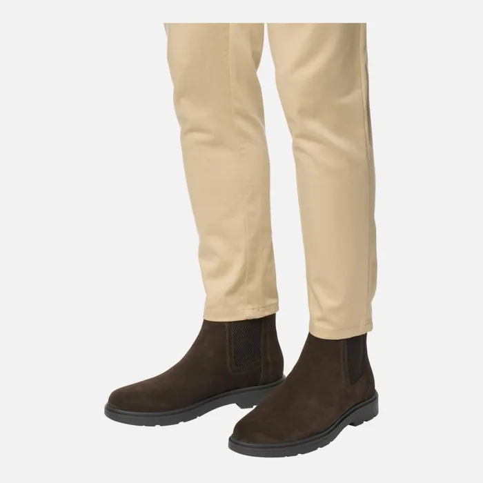 Man Geox Ankle Boots SPHERICA EC1 MAN Dark Brown Chelsea Boots Dark Brown