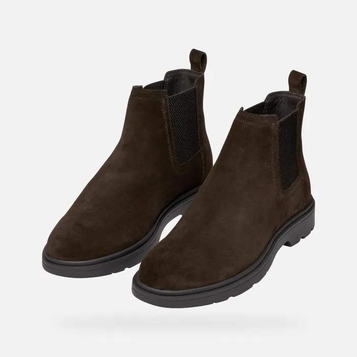 Man Geox Ankle Boots SPHERICA EC1 MAN Dark Brown Chelsea Boots Dark Brown