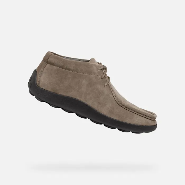 Man Geox Casual Shoes SPHERICA EC14 MAN Dove Grey Suede Loafers Dove Grey