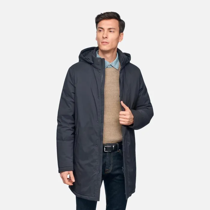 Man Geox Down Jackets AURELIO MAN Sky Captain Fulllength Quilted Coat Sky Captain