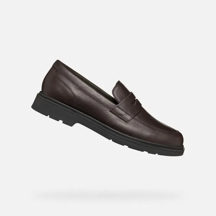 Man Geox Formal Shoes SPHERICA EC1 MAN Coffee Leather Loafers Coffee