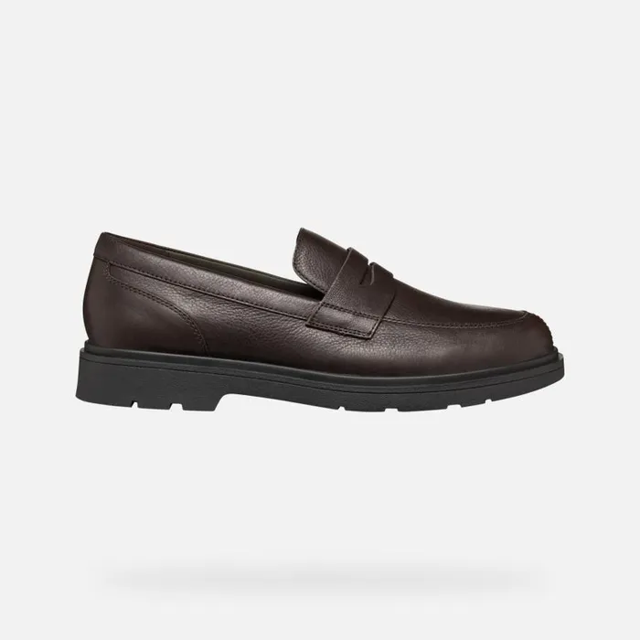 Man Geox Formal Shoes SPHERICA EC1 MAN Coffee Leather Loafers Coffee