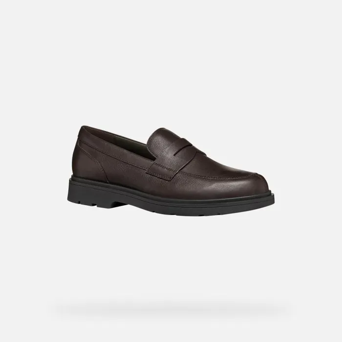Man Geox Formal Shoes SPHERICA EC1 MAN Coffee Leather Loafers Coffee