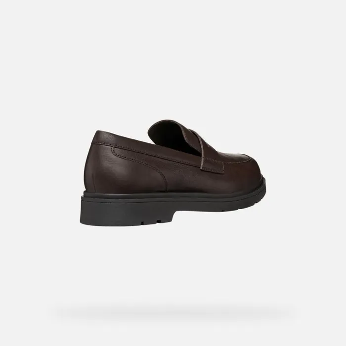 Man Geox Formal Shoes SPHERICA EC1 MAN Coffee Leather Loafers Coffee
