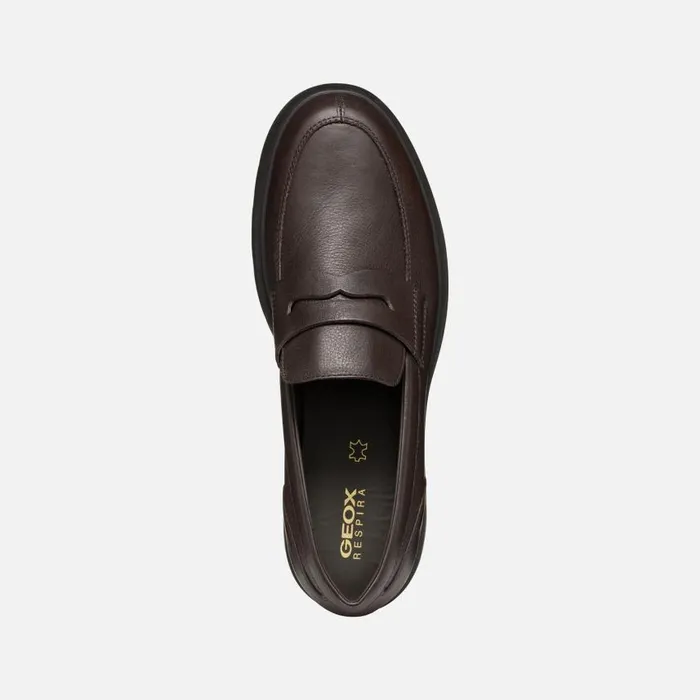 Man Geox Formal Shoes SPHERICA EC1 MAN Coffee Leather Loafers Coffee