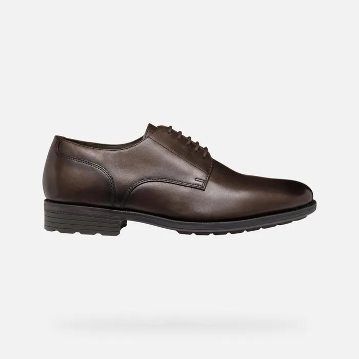 Man Geox Formal Shoes WALK PLEASURE F MAN Coffee Leather Shoes Coffee