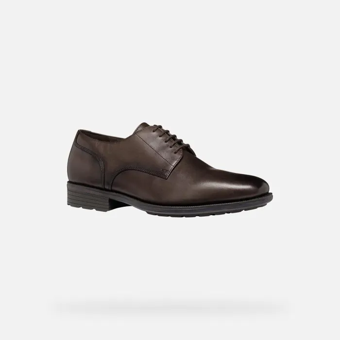 Man Geox Formal Shoes WALK PLEASURE F MAN Coffee Leather Shoes Coffee